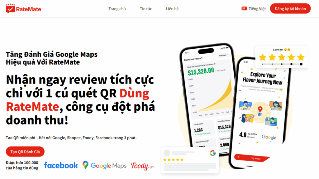 RateMate công cụ tạo mã QR code miễn phí 