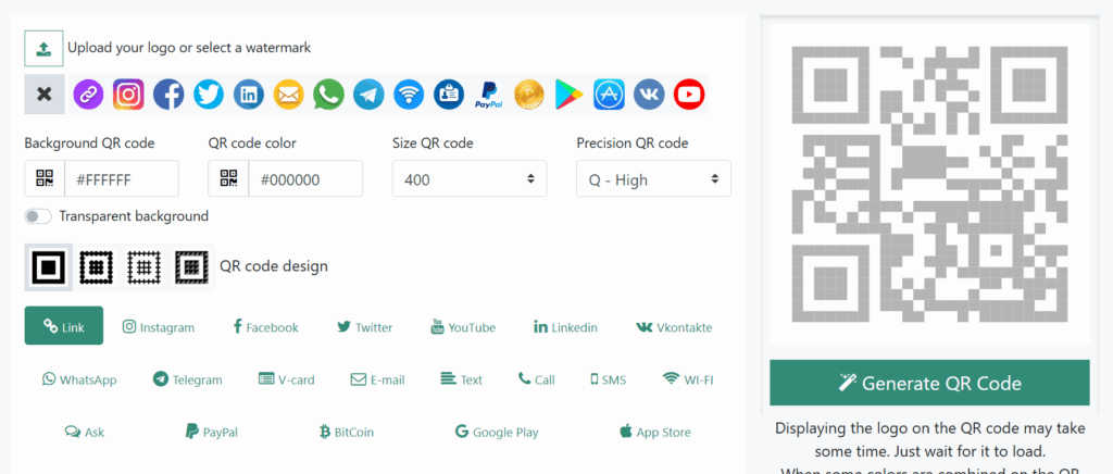 Free-QR.com Công cụ tạo QR Code miễn phí, ít tính năng